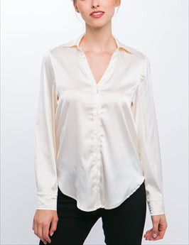Aaliyah Silky Button Up Long Sleeve Blouse (Assorted Colors)