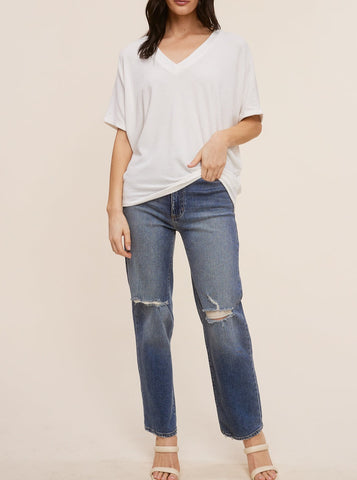 Cafe Monroe Ribbed Wide Leg Striped Pants