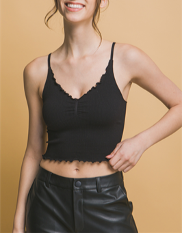 Anatasia Lettuce Trim Seamless Bralette Top (Assorted Colors)