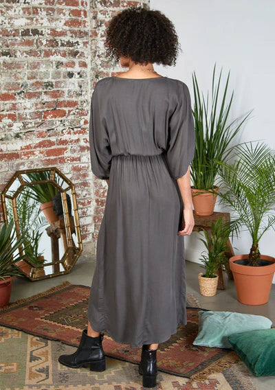 Simple Form Belted Kimono Wrap Front Maxi Dress (Assorted)