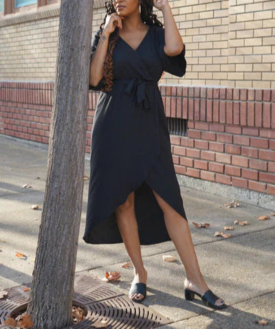 Simple Form Belted Kimono Wrap Front Maxi Dress (Assorted)