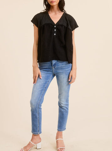 Serenity Long Sleeve Cotton Print Blouse Button Up Version