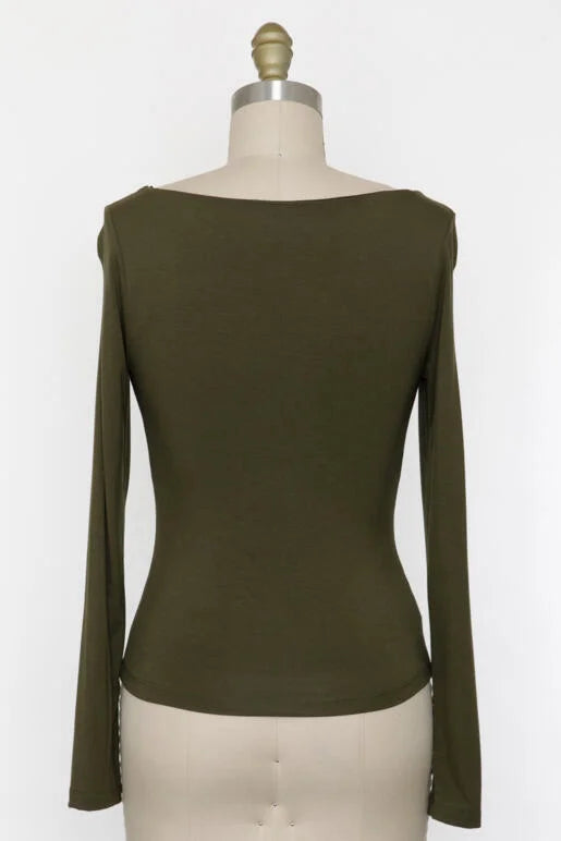 Skylar Square Neck Double Layer Comfy Long Sleeve Top (Assorted Colors)