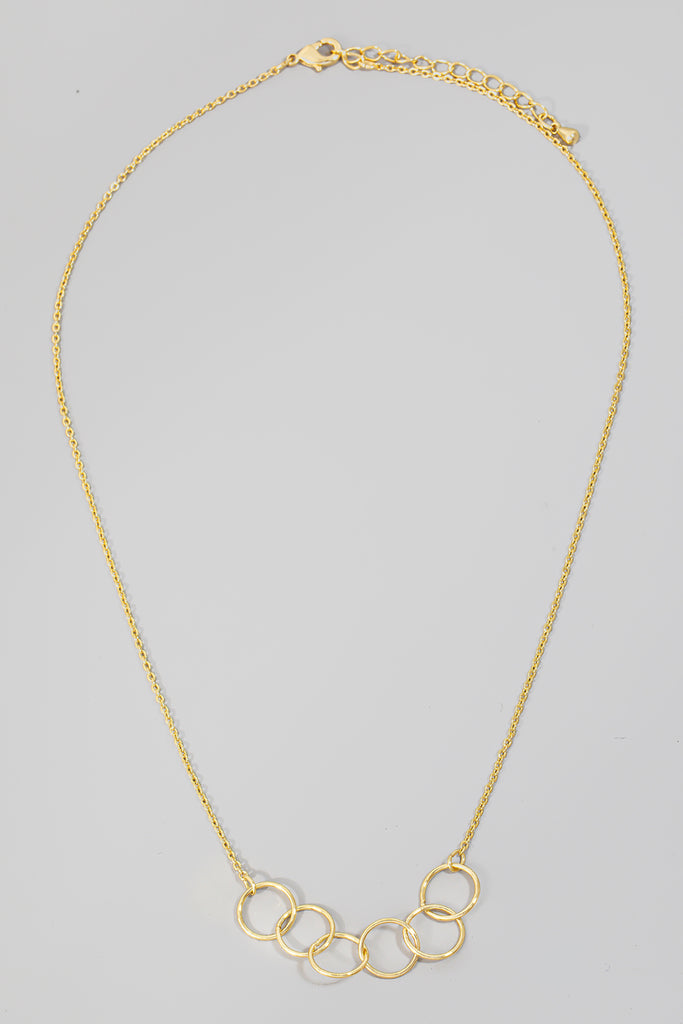 Linked Circle Hoop Charm Necklaces (Gold/Silver)