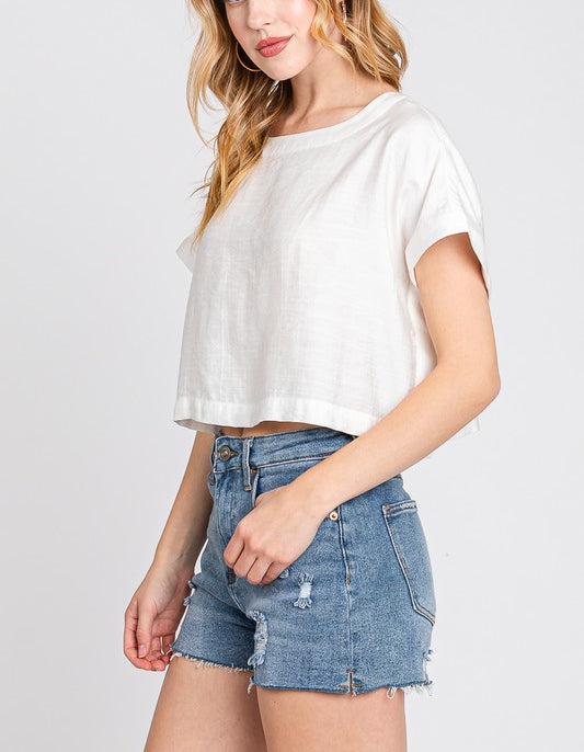 Salma Relaxed Boxy Crop Top and Maxi Skirt Set In White