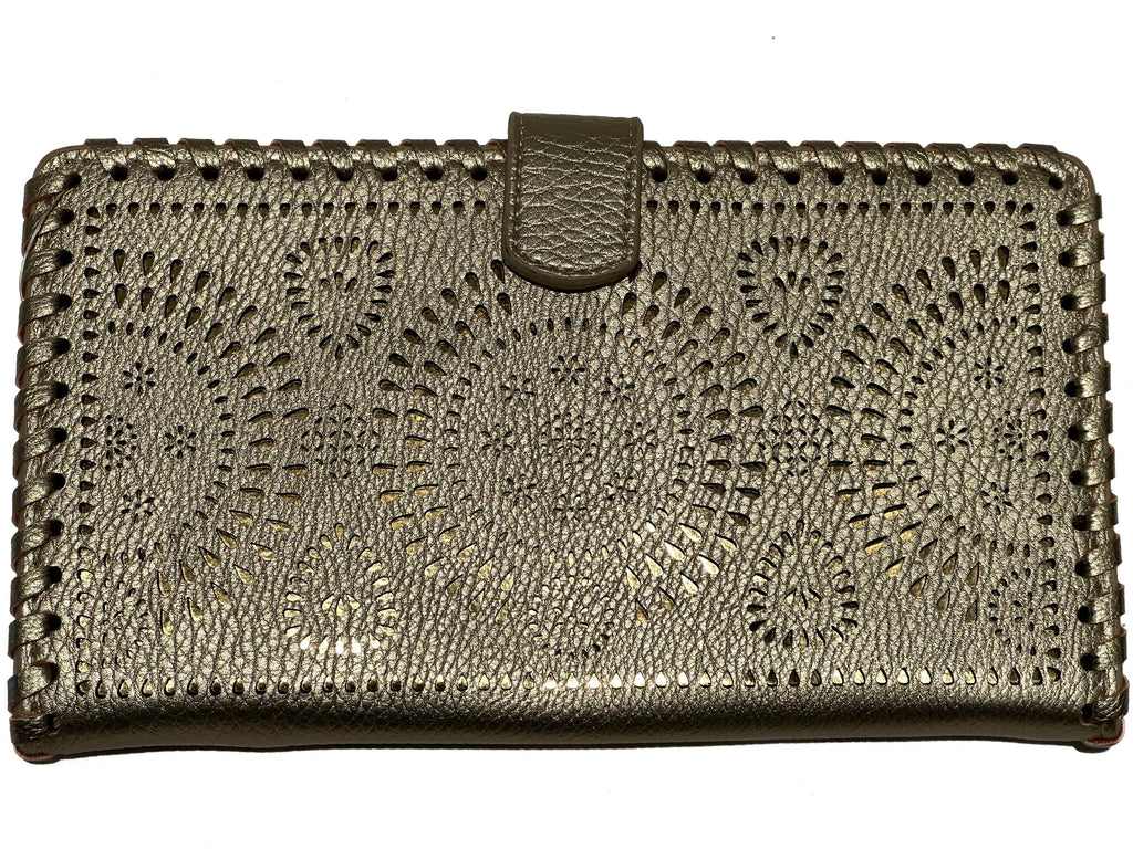 Jodie Vintage Inspired Vegan Leather Wallet In Gold