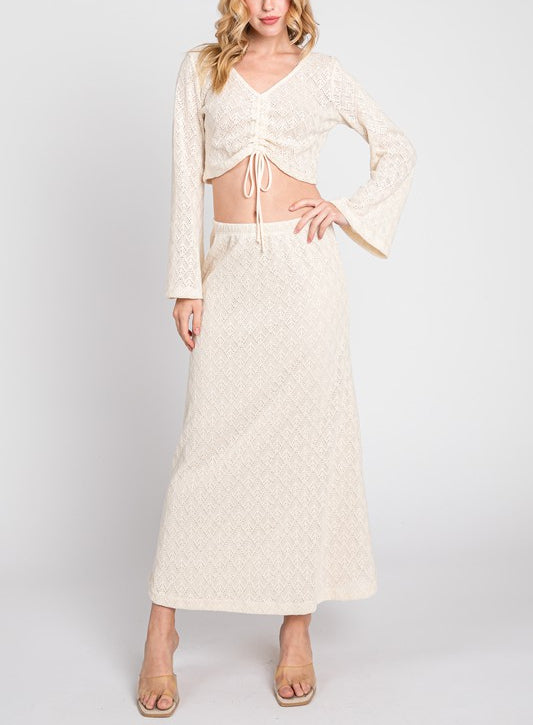 In the Pines V-Neck Front Tie Maxi Knit Set