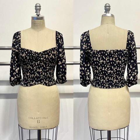 Serenity Long Sleeve Cotton Print Blouse Button Up Version