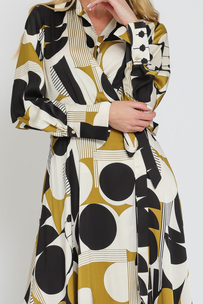 Celine Long Sleeve Abstract Wrap Maxi Dress