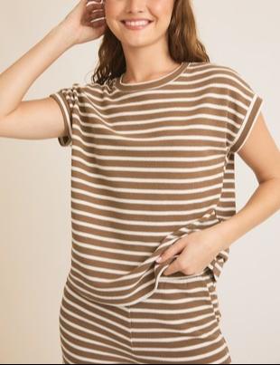 Gracie Round Neck Textured Knit Tank Top in Oat