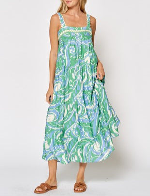 Botanical Affair Sleeveless Printed Maxi Dress
