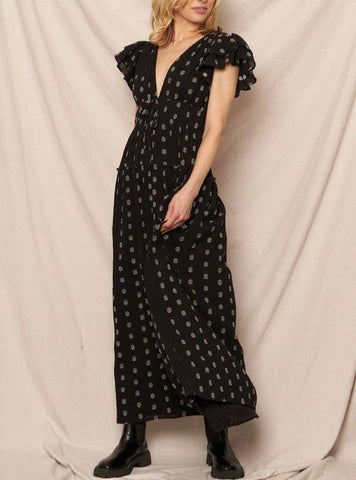 All Nighter Shoulder Sequin Mini Dress in Black
