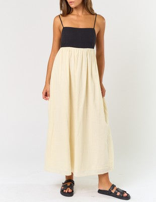 Streets of Paris Sleeveless Two-Tone Poplin Dress