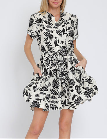 All Nighter Shoulder Sequin Mini Dress in Black