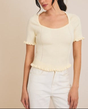 Lorraine Quarter Sleeve Knit Ruffle Top (Assorted)