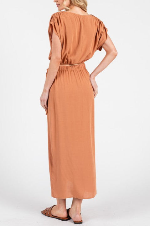 Amber Drift Side Tie Midi Wrap Skirt