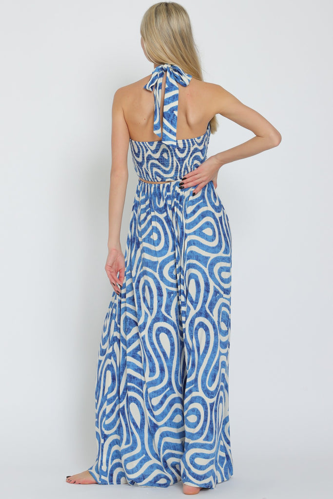 Swirl Serenity Halter Cut-Out Maxi Dress