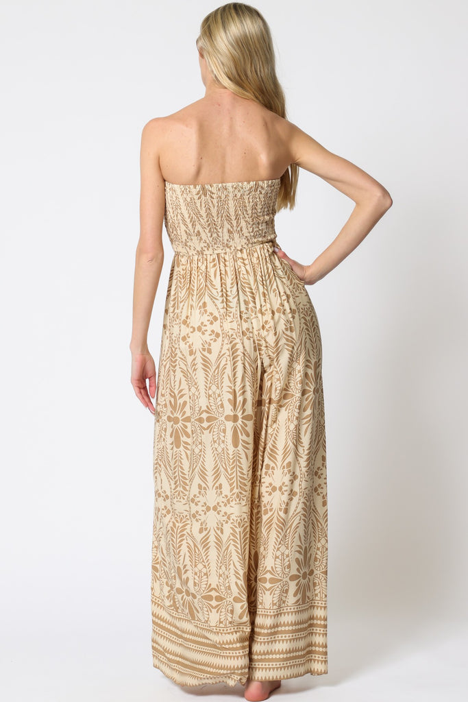 Caroline Smocked Tube Top Satin Jumpsuit