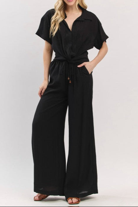 Selva Cropped Elastic Waist Top