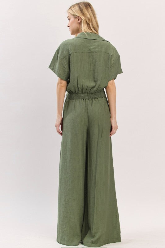 Selva Cropped Elastic Waist Top