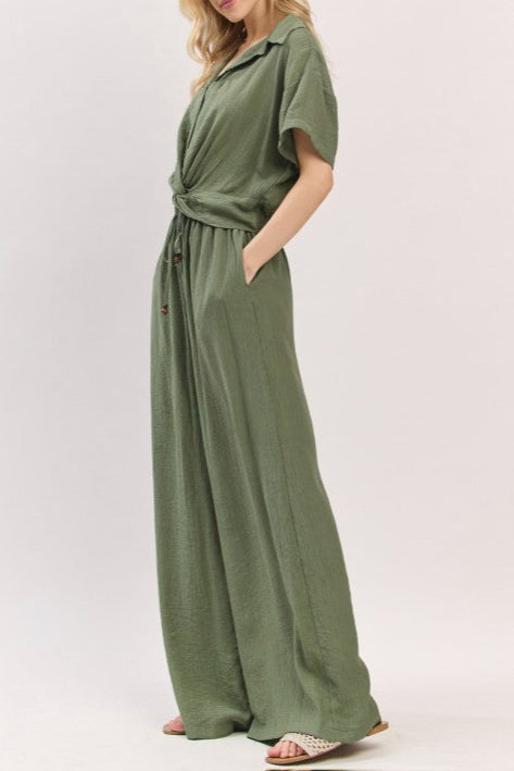 Selva Cropped Elastic Waist Top