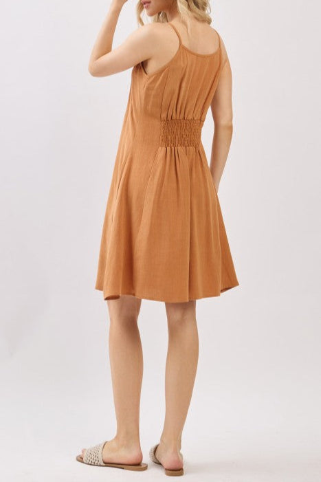 Solene Spaghetti Strap Button Dress Mini Dress
