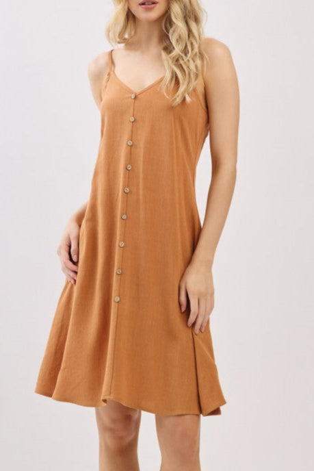 Solene Spaghetti Strap Button Dress Mini Dress