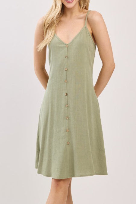 Solene Spaghetti Strap Button Dress Mini Dress
