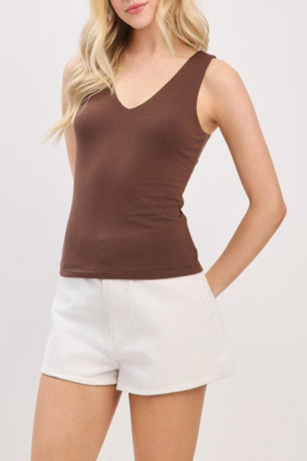 The Madison Best Selling Double Layer V-Neck Tank Top (Assorted)