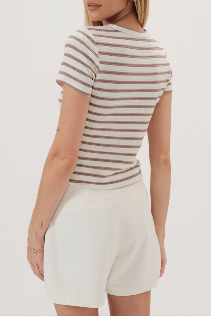 Rosewater Crop Striped Short Sleeve Top