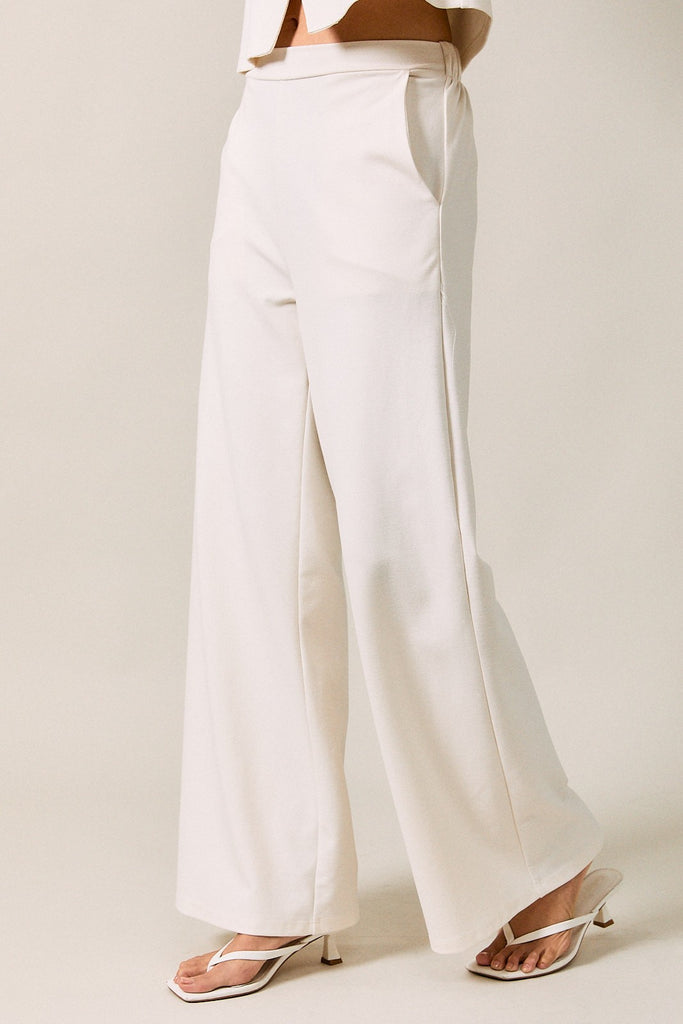 Ivory Avenue Elastic Waist Wide Leg Slacks
