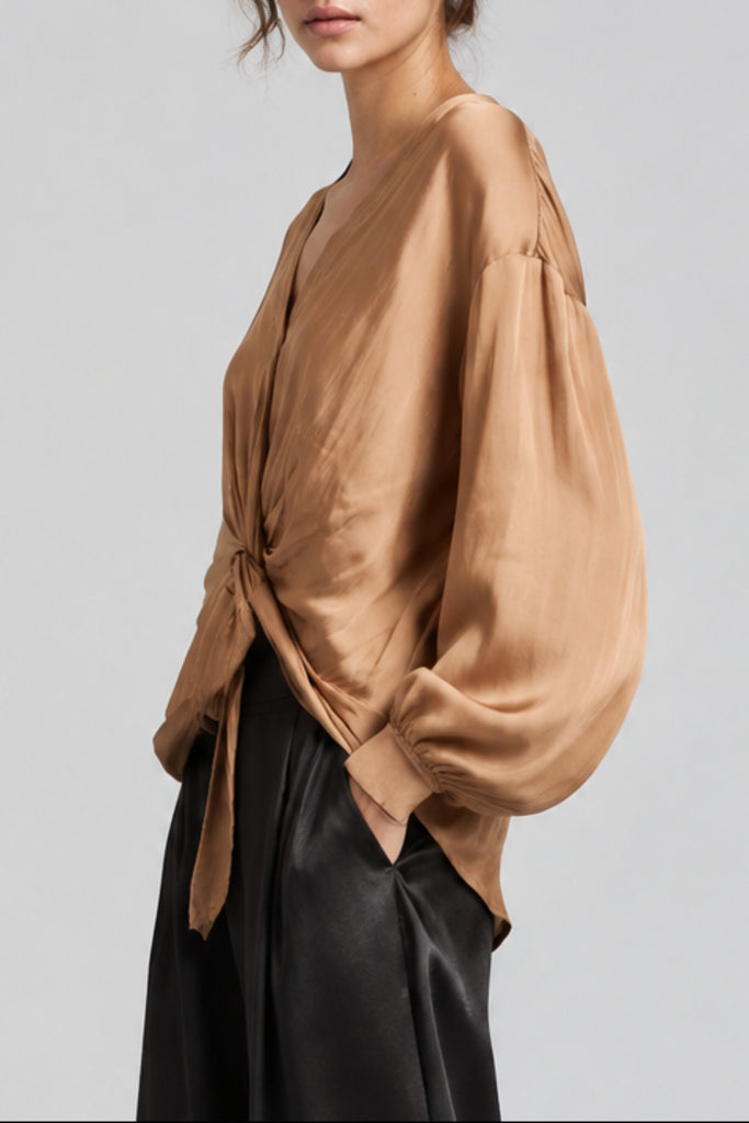 Butterscotch Satin High-Low Blouse