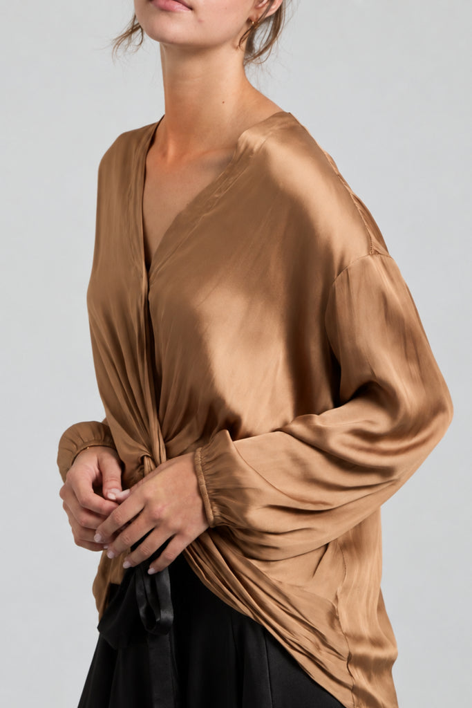 Butterscotch Satin High-Low Blouse