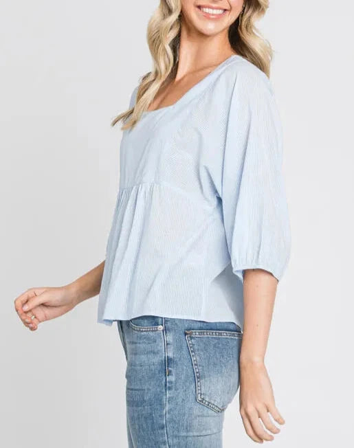 Blue Mist Square Neck Blouse