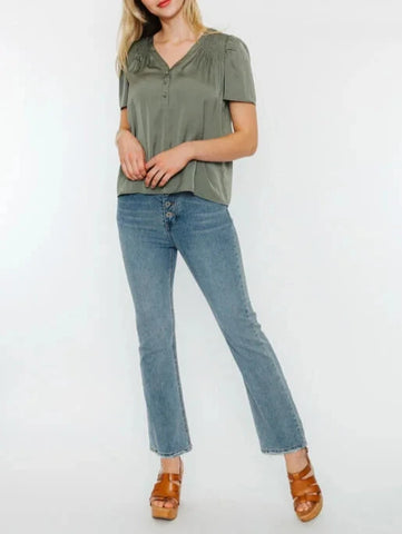 Serenity Long Sleeve Cotton Print Blouse Button Up Version
