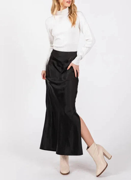 Satin Secrets Side Slit Maxi Skirt – Shop at Goldie's