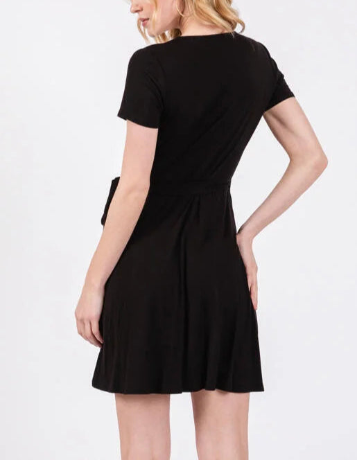 Emiliee Short Sleeve Wrap Mini Dress (Assorted)
