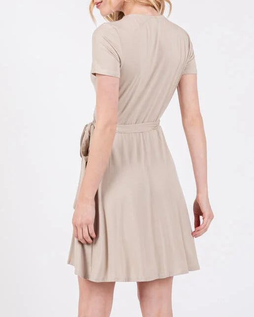 Emiliee Short Sleeve Wrap Mini Dress (Assorted)