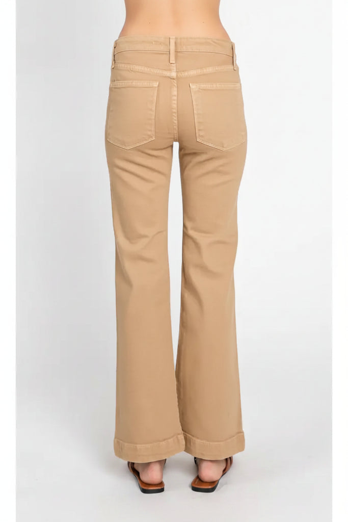 Latte Love Mid-Rise Solid Hem Wide Leg