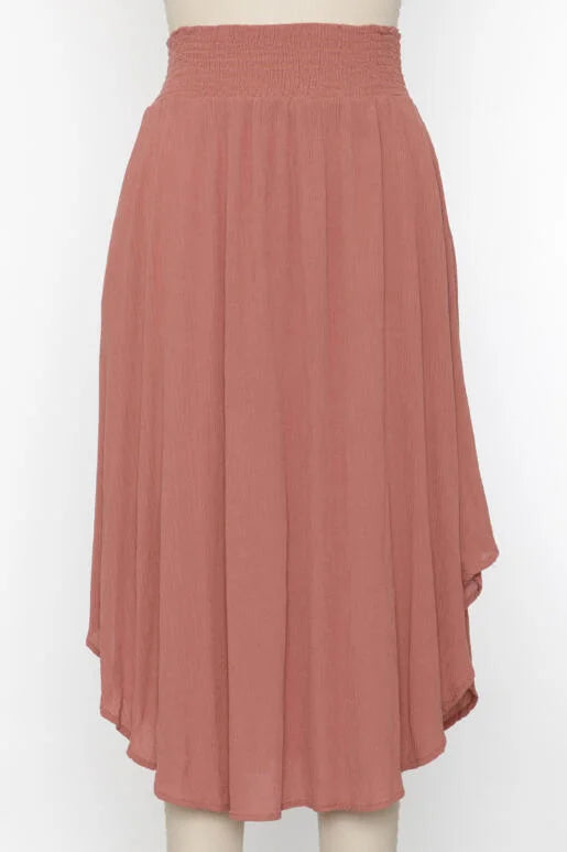 Evie Flowy Crepe Maxi Skirt With Smocked Waistband (Assorted Colors)