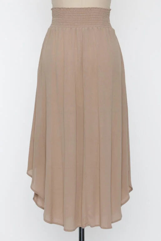 Evie Flowy Crepe Maxi Skirt With Smocked Waistband (Assorted Colors)