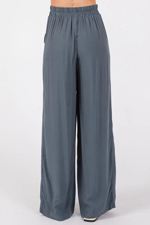 Drift Away Flat Pocket Wide Leg Pants