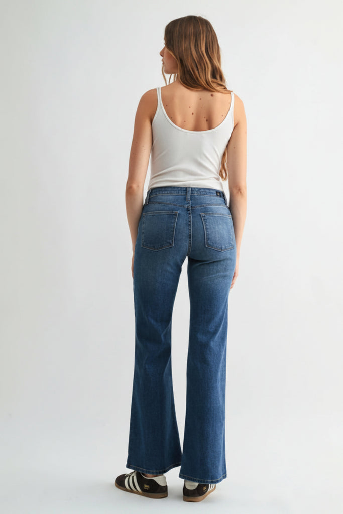 After Dark Mid Rise Wide Leg Flare Jeans