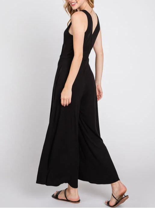 Kaylyn Ribbed Sleeveless Wide Leg Knit Jumpsuit (Assorted)