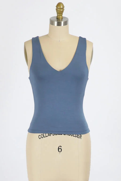 The Madison Best Selling Double Layer V-Neck Tank Top (Assorted)