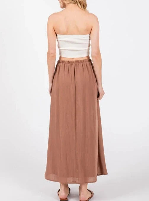 Beach Club Twin Pocket Drawstring Maxi Skirt (Assorted Colors)