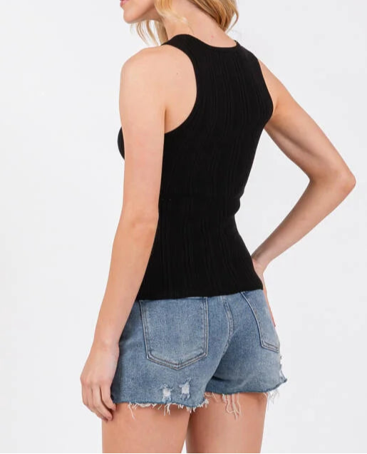 Toni Round Neck Variegated Ribbed Tank