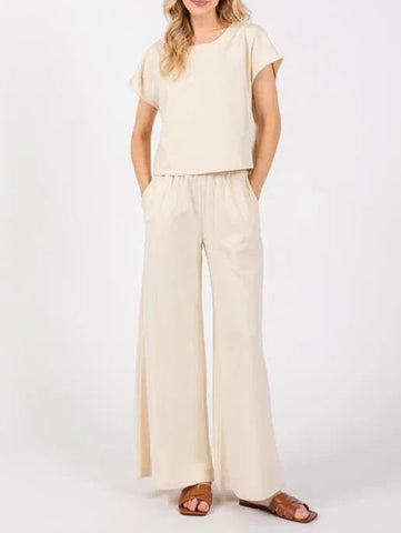 Gracie Round Neck Textured Knit Tank Top in Oat