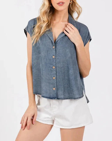 Serenity Long Sleeve Cotton Print Blouse Button Up Version