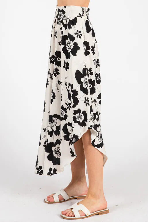 Lunar Garden Round Hem Floral Print Skirt
